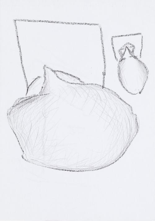 Kurt Hüpfner, Ohne Titel, um 2000, Bleistift und schwarze Kreide auf Papier, 29,7 × 21 cm, Priv…