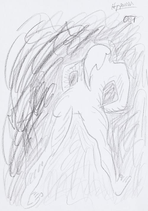 Kurt Hüpfner, Ohne Titel, 2001, Bleistift auf Papier, 29,7 × 21 cm, Privatbesitz, Wien