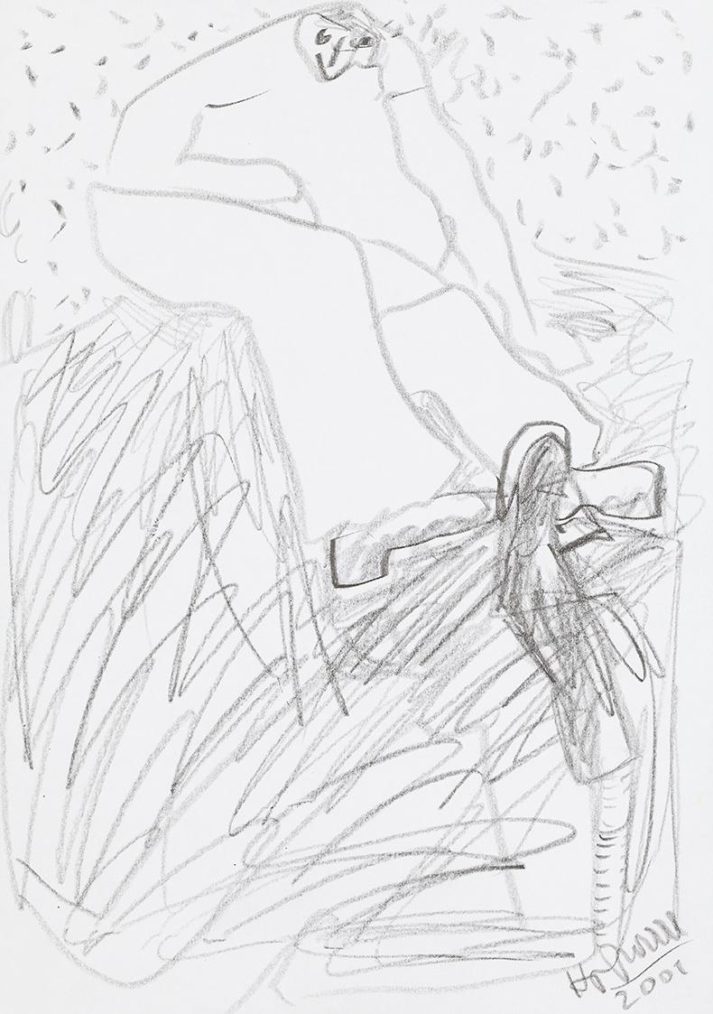 Kurt Hüpfner, Ohne Titel, 2001, Bleistift auf Papier, 29,7 × 21 cm, Privatbesitz, Wien