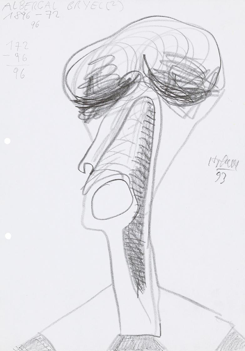 Kurt Hüpfner, "Albercal Bryel (²)", 1993, Bleistift auf Papier, 29,7 × 21 cm, Privatbesitz, Wie…
