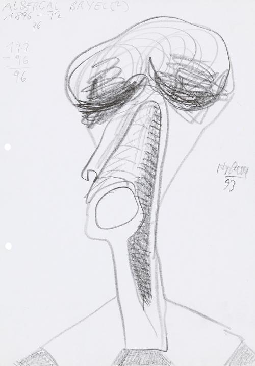 Kurt Hüpfner, "Albercal Bryel (²)", 1993, Bleistift auf Papier, 29,7 × 21 cm, Privatbesitz, Wie…