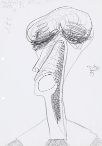 Kurt Hüpfner, "Albercal Bryel (²)", 1993, Bleistift auf Papier, 29,7 × 21 cm, Privatbesitz, Wie…