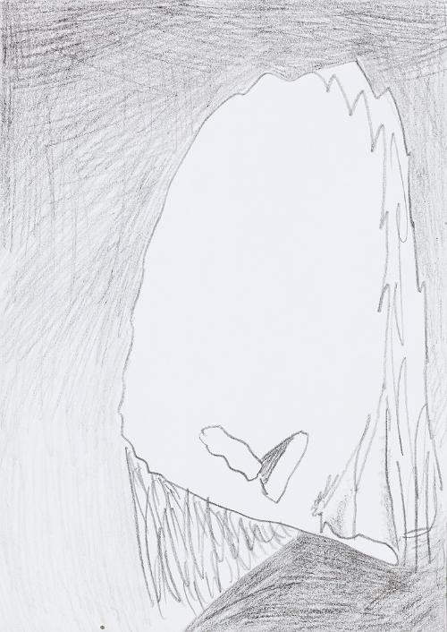 Kurt Hüpfner, Ohne Titel, um 1995, Bleistift auf Papier, 29,7 × 21 cm, Privatbesitz, Wien