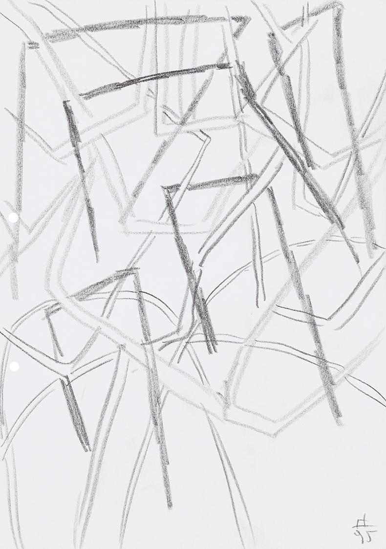 Kurt Hüpfner, Ohne Titel, 1995, Bleistift auf Papier, 29,7 × 21 cm, Privatbesitz, Wien