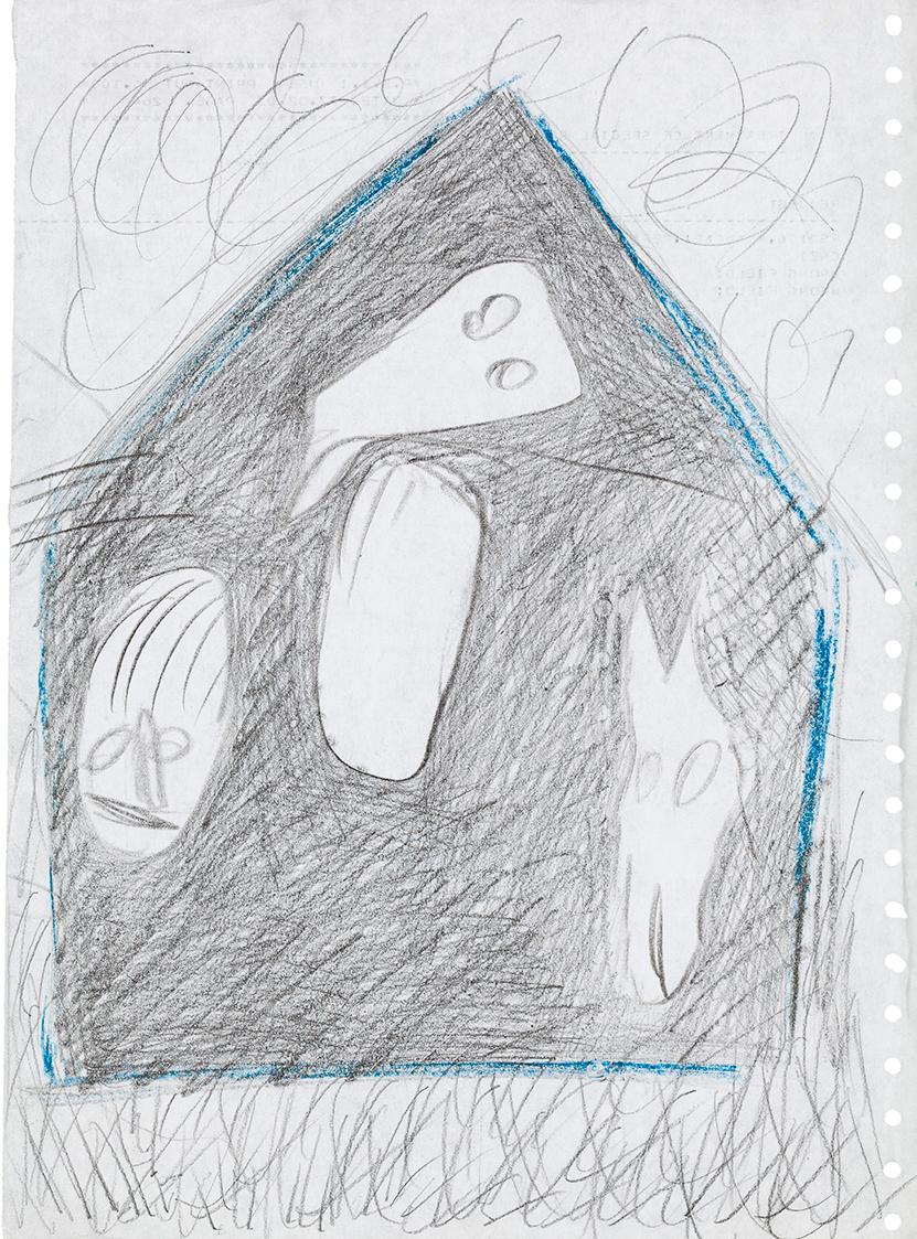 Kurt Hüpfner, Ohne Titel, um 2000, Bleistift und Buntstift auf Papier, 30,5 × 22,3 cm, Privatbe…