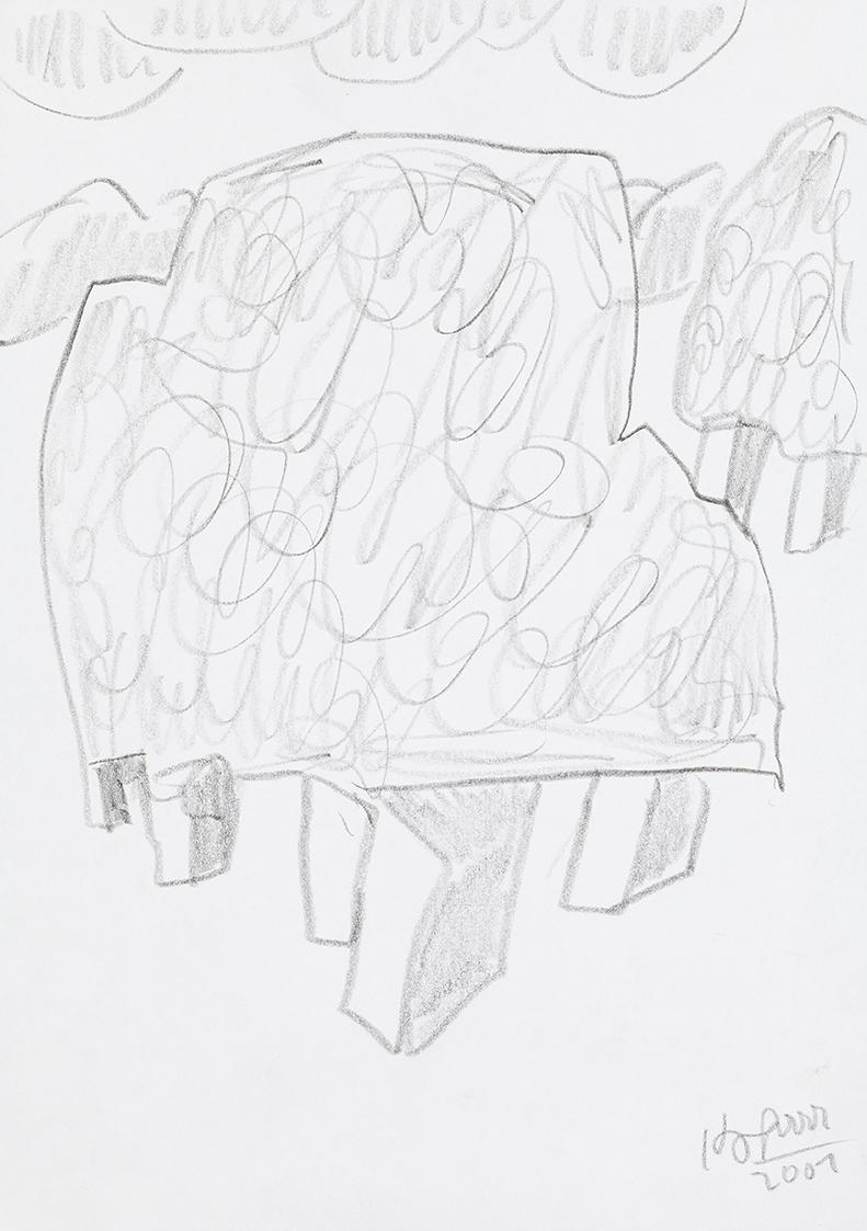 Kurt Hüpfner, Ohne Titel, 2001, Bleistift auf Papier, 29,7 × 21 cm, Privatbesitz, Wien