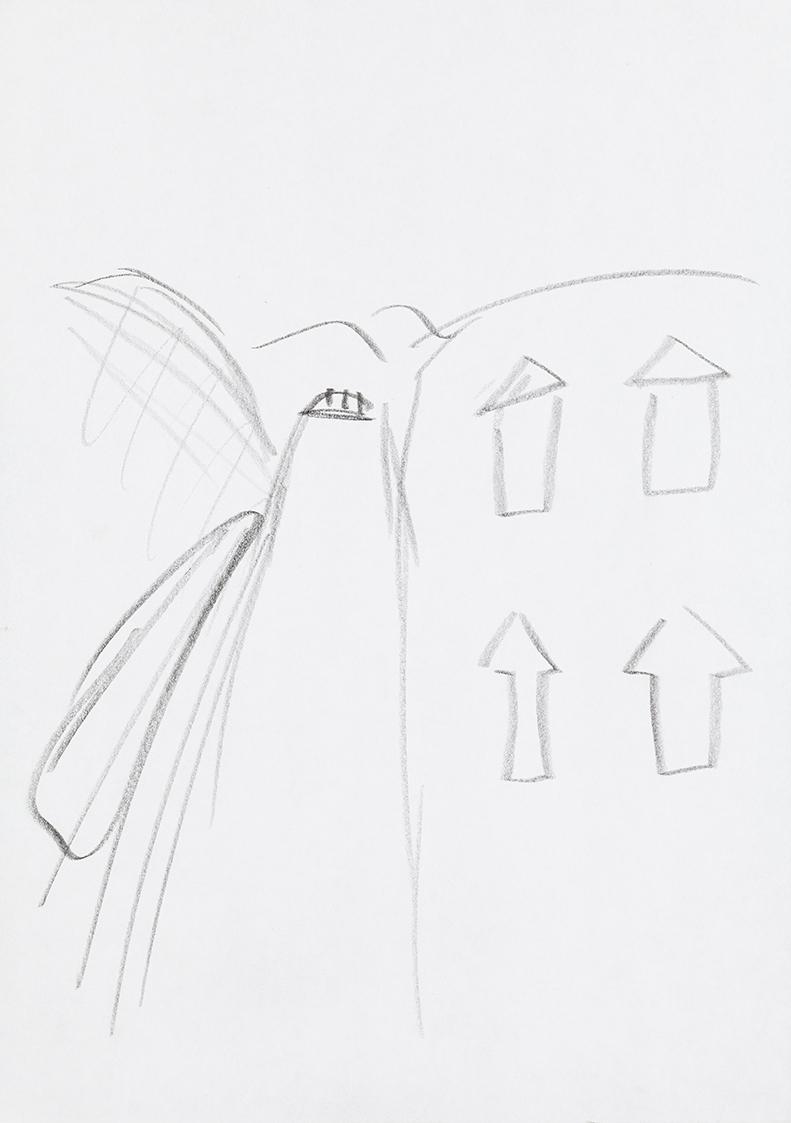Kurt Hüpfner, Ohne Titel, um 2000, Bleistift auf Papier, 29,7 × 21 cm, Privatbesitz, Wien