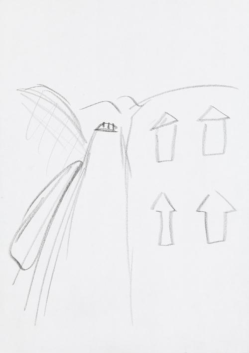 Kurt Hüpfner, Ohne Titel, um 2000, Bleistift auf Papier, 29,7 × 21 cm, Privatbesitz, Wien