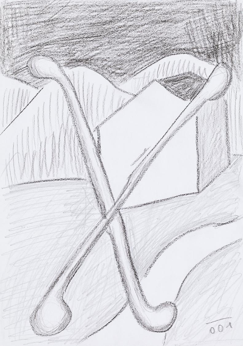 Kurt Hüpfner, Ohne Titel, 2001, Bleistift und schwarze Kreide auf Papier, 29,7 × 21 cm, Privatb…