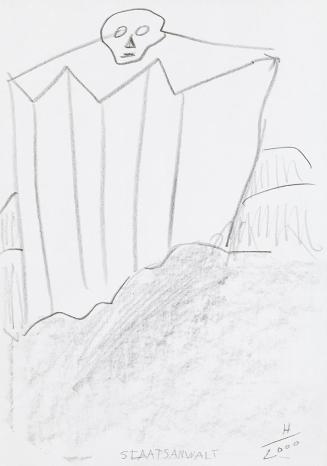 Kurt Hüpfner, Staatsanwalt, 2000, Bleistift auf Papier, 29,7 × 21 cm, Privatbesitz, Wien