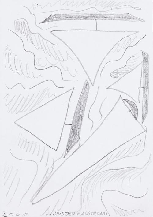 Kurt Hüpfner, "...und der Malstrom.", 2000, Bleistift auf Papier, 29,7 × 21 cm, Privatbesitz, W ...