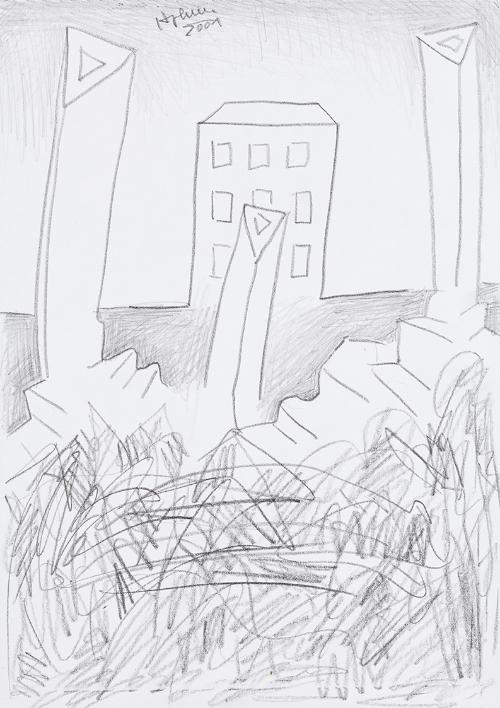 Kurt Hüpfner, Ohne Titel, 2001, Bleistift auf Papier, 29,7 × 21 cm, Privatbesitz, Wien