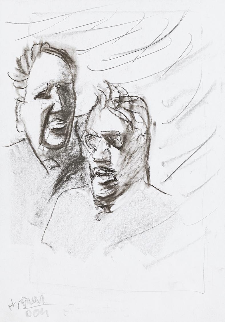 Kurt Hüpfner, Ohne Titel, 2004, Bleistift und Kohle auf Papier, 29,7 × 21 cm, Privatbesitz, Wie…