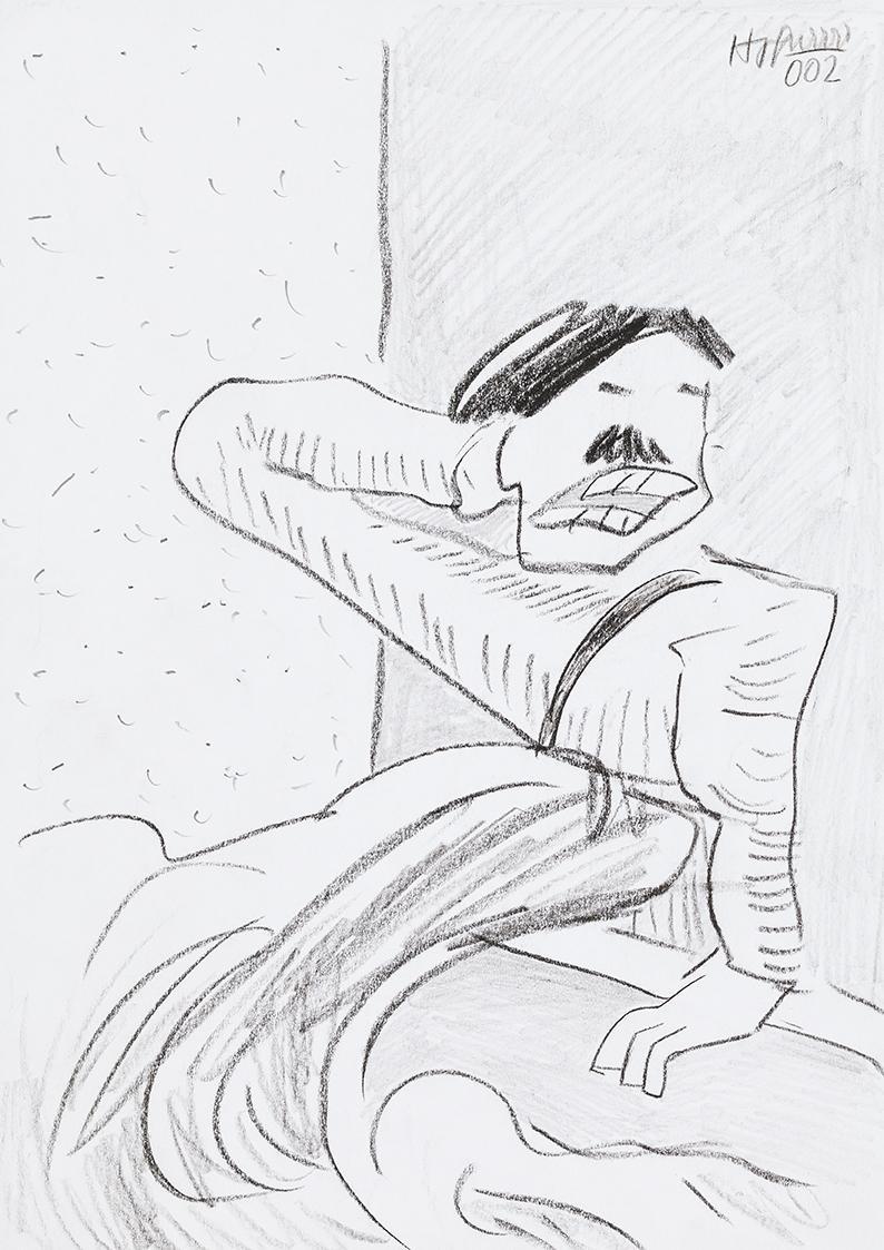 Kurt Hüpfner, Ohne Titel, 2002, Bleistift und Kohle auf Papier, 29,7 × 21 cm, Privatbesitz, Wie ...