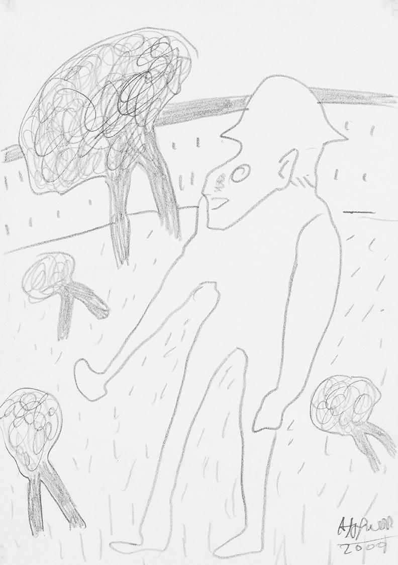 Kurt Hüpfner, Ohne Titel, 2000, Bleistift auf Papier, 29,7 × 21 cm, Privatbesitz, Wien