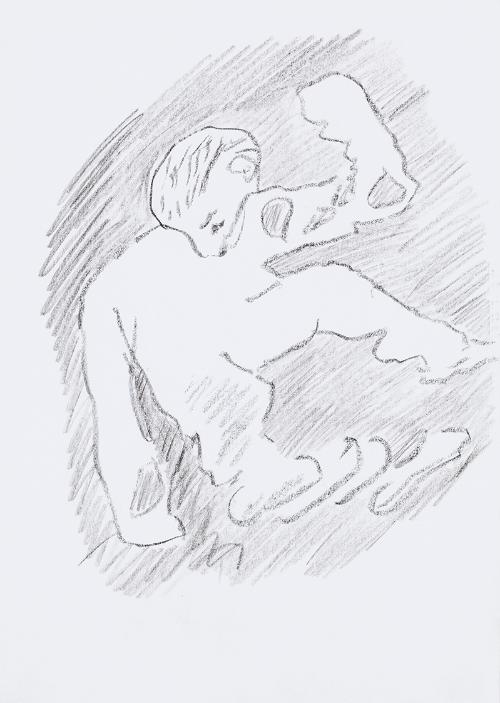 Kurt Hüpfner, Ohne Titel, um 1995, Bleistift auf Papier, 29,7 × 21 cm, Privatbesitz, Wien