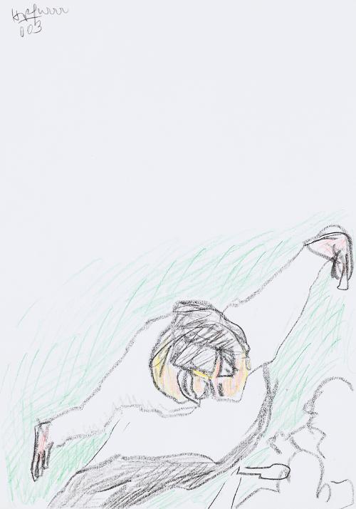 Kurt Hüpfner, Ohne Titel, 2003, Bleistift und Buntstift auf Papier, 29,7 × 21 cm, Privatbesitz,…