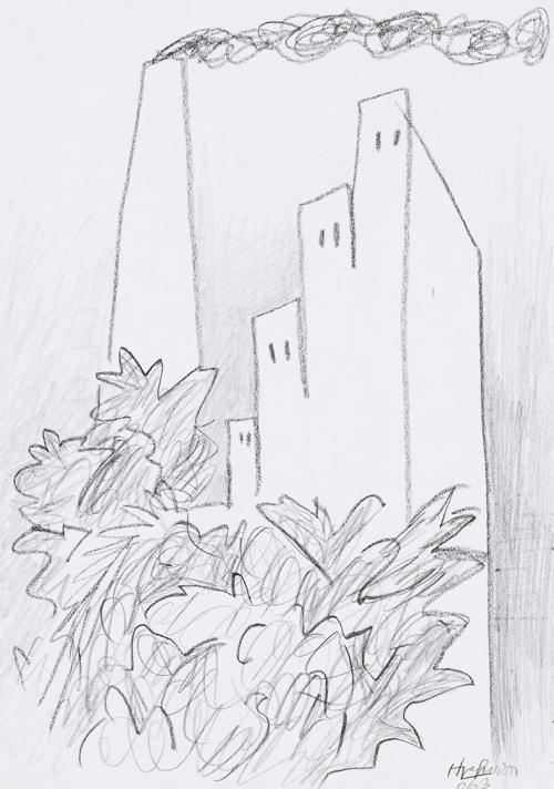 Kurt Hüpfner, Ohne Titel, 2003, Bleistift und schwarze Kreide auf Papier, 29,7 × 21 cm, Privatb ...