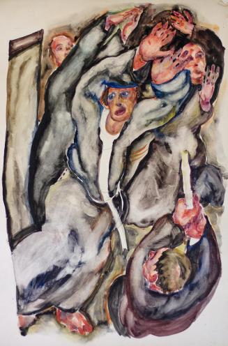 Otto Rudolf Schatz, Entsetzen, 1922, Aquarell, Bleistift auf Papier, 65,5 × 50 cm, Privatbesitz