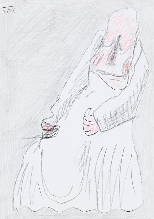 Kurt Hüpfner, Ohne Titel, 2003, Bleistift und Buntstift auf Papier, 29,7 × 21 cm, Privatbesitz,…