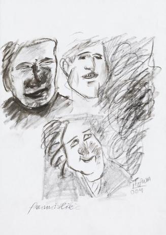 Kurt Hüpfner, Familie, 2004, Kohle auf Papier, 29,7 × 21 cm, Privatbesitz, Wien