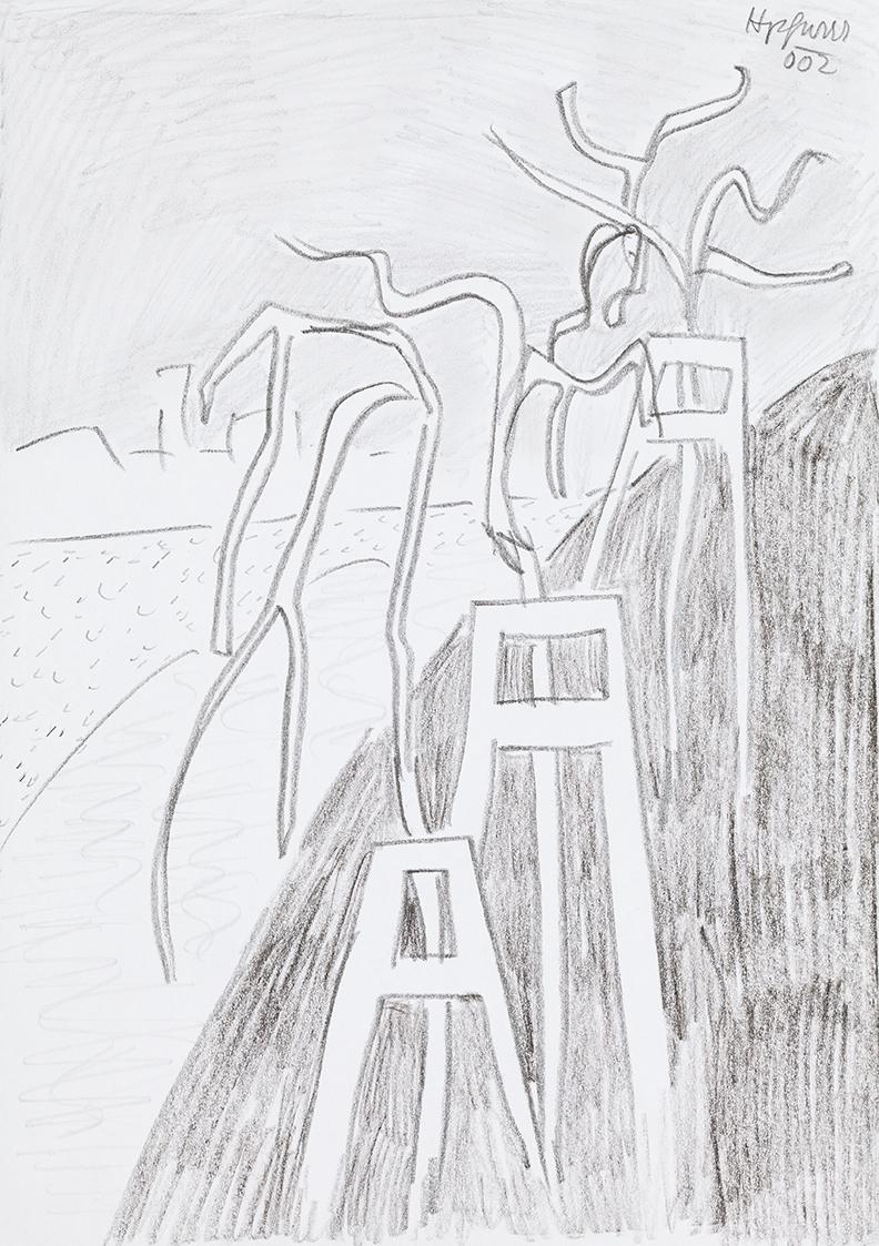 Kurt Hüpfner, Ohne Titel, 2002, Bleistift auf Papier, 29,7 × 21 cm, Privatbesitz, Wien