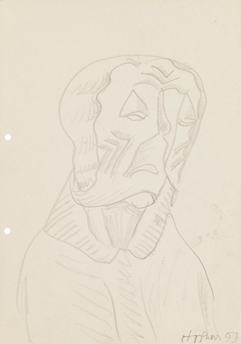 Kurt Hüpfner, Ohne Titel, 1993, Bleistift auf ungebleichtem Papier, 29,7 × 21 cm, Privatbesitz,…