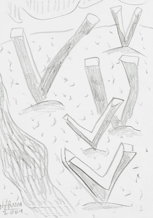 Kurt Hüpfner, Ohne Titel, 2001, Bleistift auf Papier, 29,7 × 21 cm, Privatbesitz, Wien