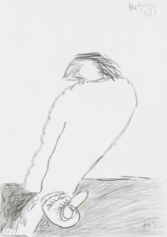 Kurt Hüpfner, Ohne Titel, 2003, Schwarze Kreide auf Papier, 29,7 × 21 cm, Privatbesitz, Wien