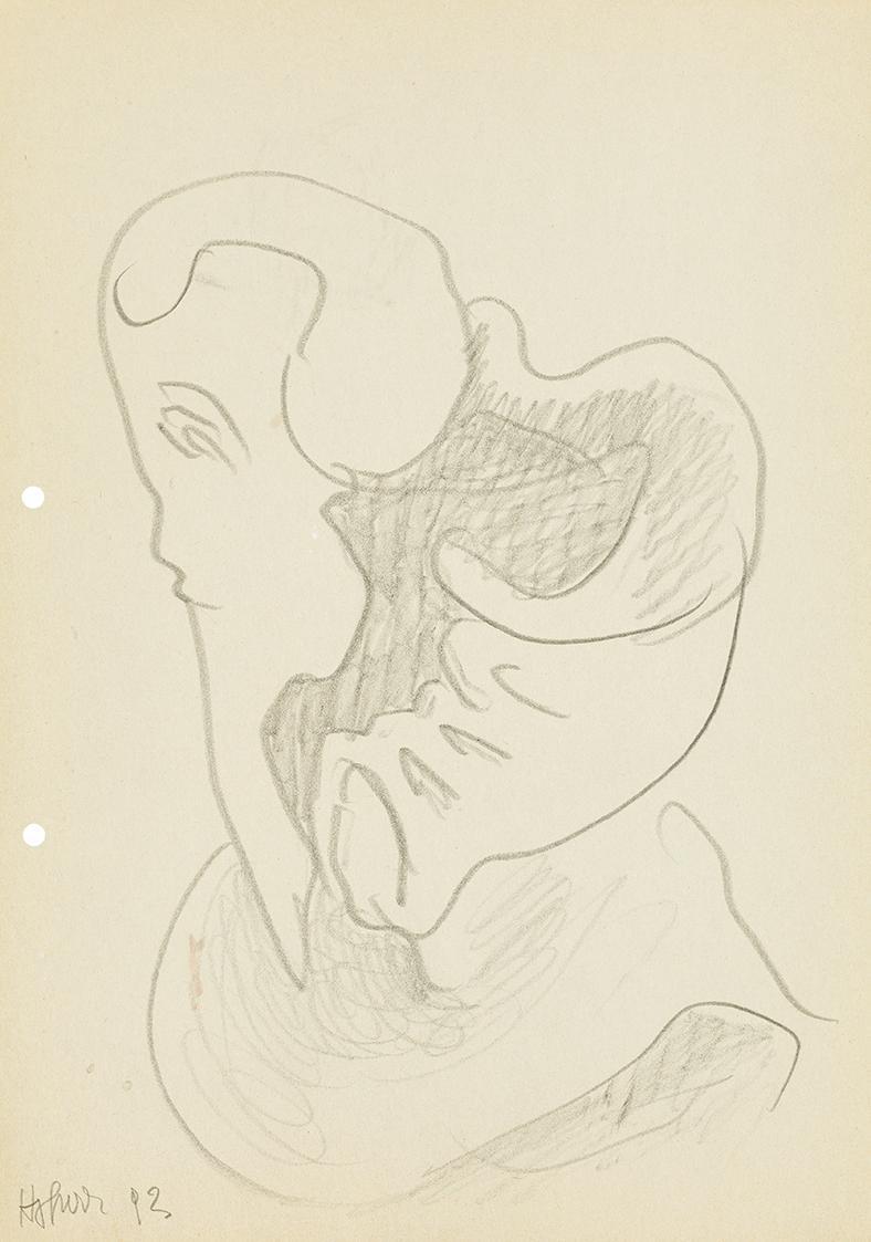 Kurt Hüpfner, Ohne Titel, 1993, Bleistift auf ungebleichtem Papier, 29,8 × 21 cm, Privatbesitz, ...
