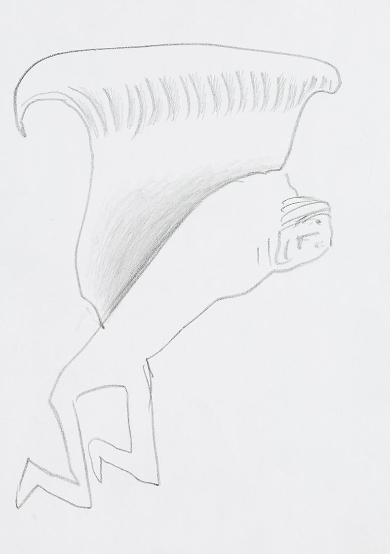 Kurt Hüpfner, Ohne Titel, um 2000, Bleistift auf Papier, 29,7 × 21 cm, Privatbesitz, Wien