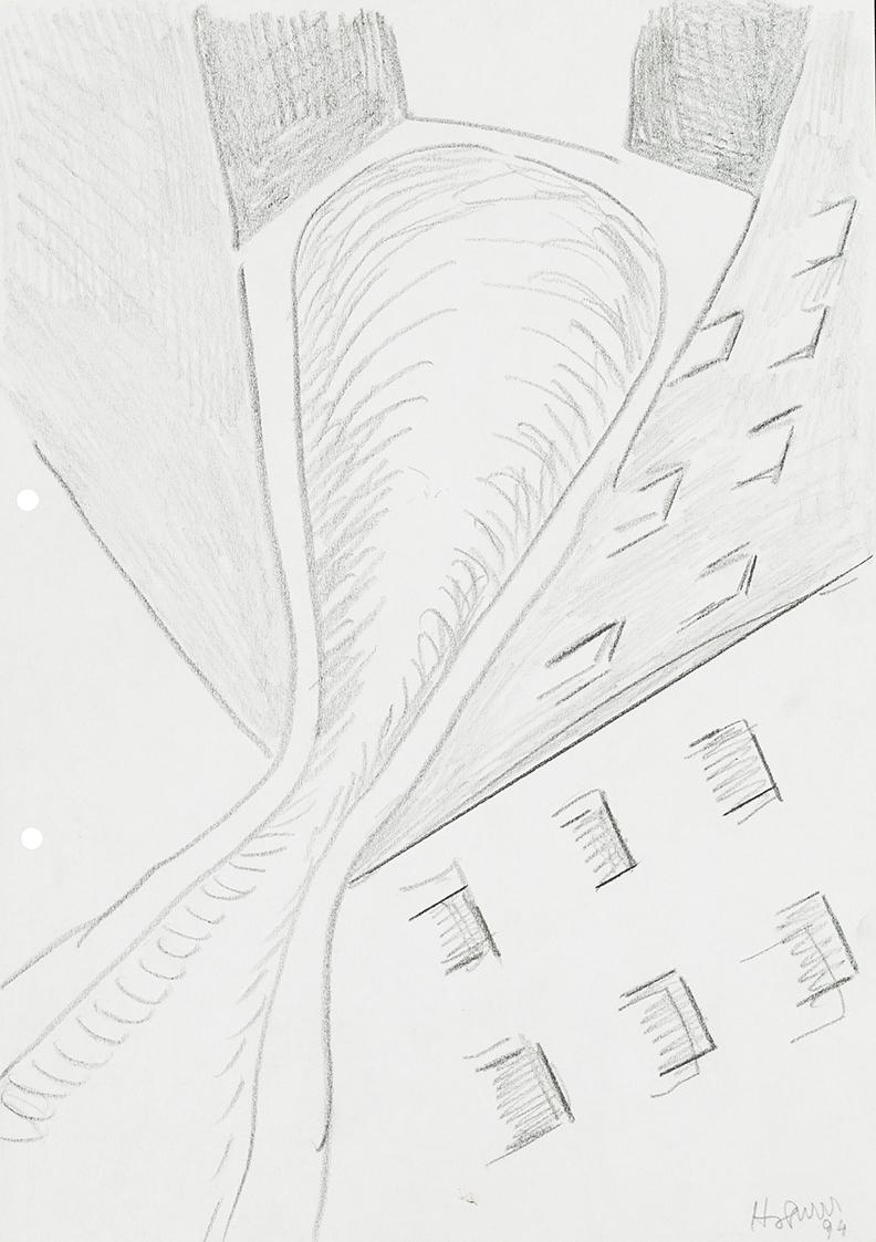 Kurt Hüpfner, Ohne Titel, 1994, Bleistift auf Papier, 29,7 × 21 cm, Privatbesitz, Wien