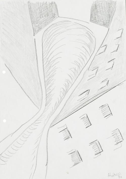 Kurt Hüpfner, Ohne Titel, 1994, Bleistift auf Papier, 29,7 × 21 cm, Privatbesitz, Wien
