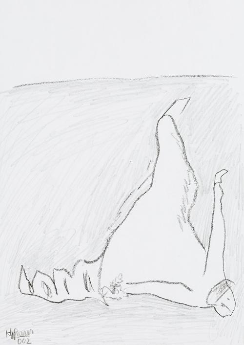 Kurt Hüpfner, Ohne Titel, 2002, Bleistift und Kohle auf Papier, 29,7 × 21 cm, Privatbesitz, Wie…