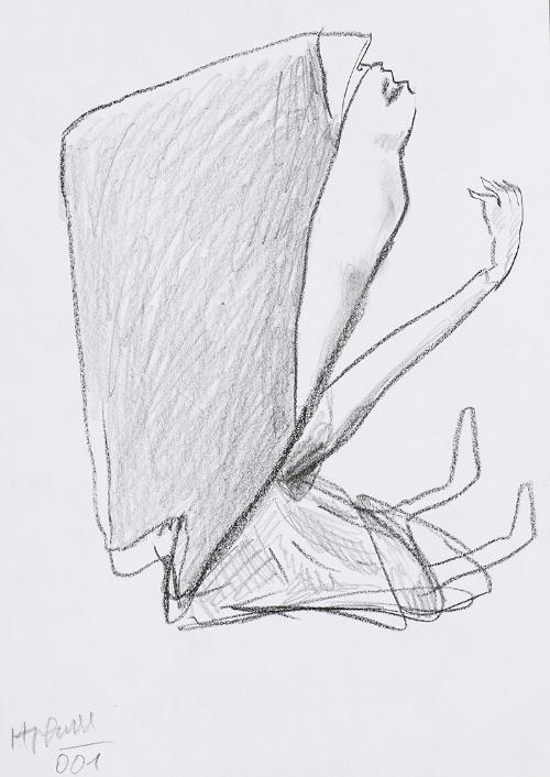 Kurt Hüpfner, Ohne Titel, 2001, Bleistift und Kohle auf Papier, 29,7 × 21 cm, Privatbesitz, Wie…