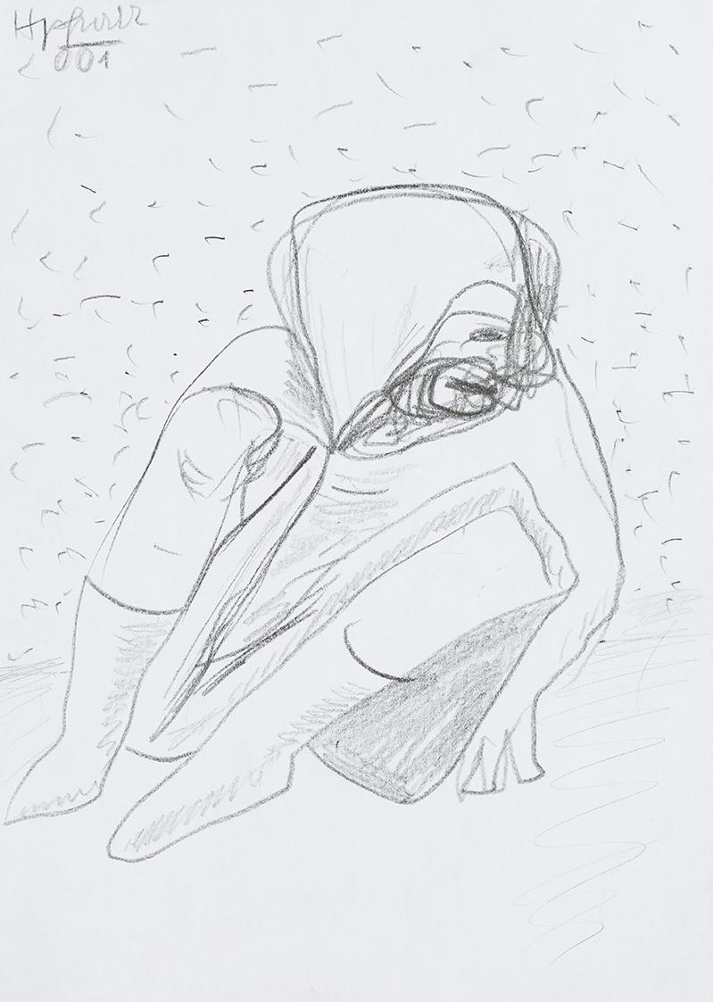 Kurt Hüpfner, Ohne Titel, 2001, Bleistift auf Papier, 29,7 × 21 cm, Privatbesitz, Wien