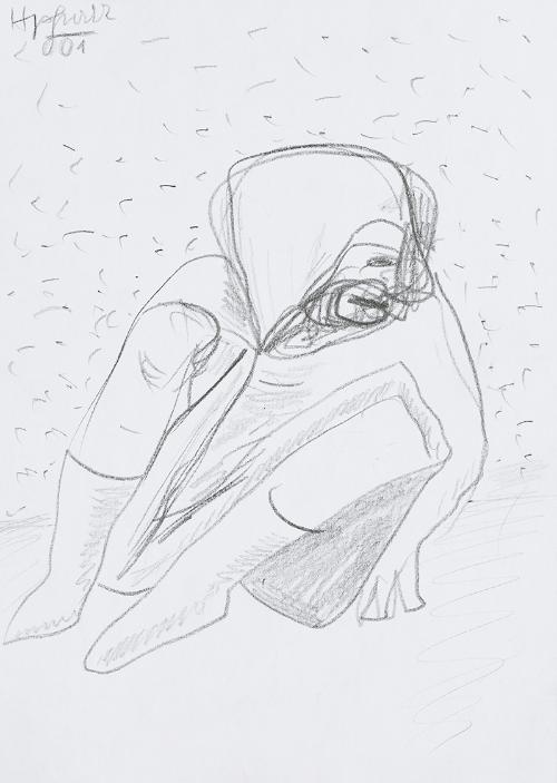Kurt Hüpfner, Ohne Titel, 2001, Bleistift auf Papier, 29,7 × 21 cm, Privatbesitz, Wien