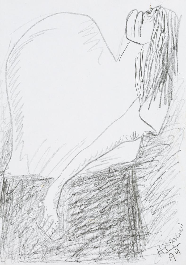 Kurt Hüpfner, Schwangere, 1999, Bleistift auf Papier, 29,7 × 21 cm, Privatbesitz, Wien