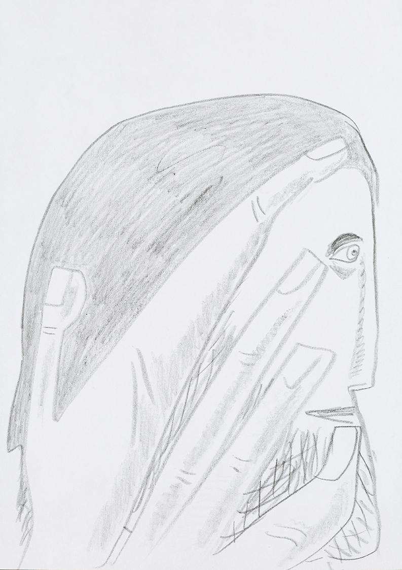 Kurt Hüpfner, Ohne Titel, um 2000, Bleistift auf Papier, 29,7 × 21 cm, Privatbesitz, Wien