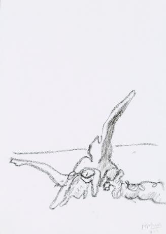 Kurt Hüpfner, Ohne Titel, 2004, Schwarze Kreide auf Papier, 29,7 × 21 cm, Privatbesitz, Wien