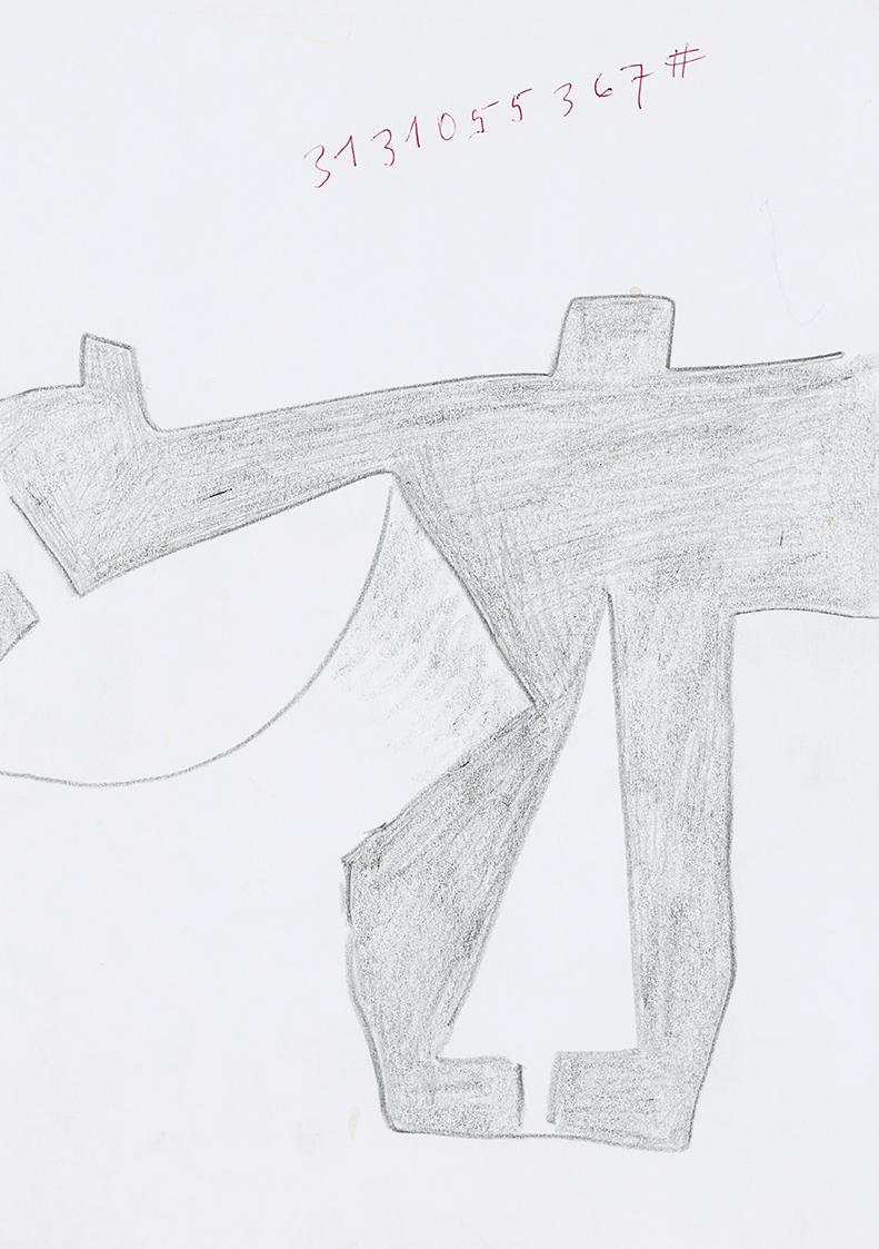 Kurt Hüpfner, Ohne Titel, um 2010, Bleistift auf Papier, 29,7 × 21 cm, Privatbesitz, Wien