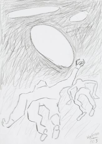 Kurt Hüpfner, Ohne Titel, 2003, schwarze Kreide auf Papier, 29,7 × 21 cm, Privatbesitz, Wien