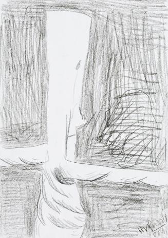 Kurt Hüpfner, Ohne Titel, 2004, Schwarze Kreide auf Papier, 29,7 × 21 cm, Privatbesitz, Wien