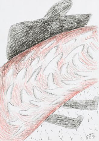 Kurt Hüpfner, Ohne Titel, 2003, Schwarze Kreide und Buntstift auf Papier, 29,7 × 21 cm, Privatb…