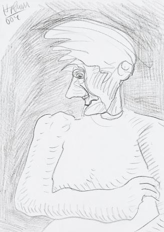 Kurt Hüpfner, Ohne Titel, 2004, Schwarze Kreide auf Papier, 29,7 × 21 cm, Privatbesitz, Wien