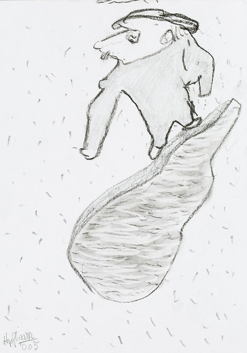 Kurt Hüpfner, Ohne Titel, 2005, Bleistift und Kohle auf Papier, 29,7 × 21 cm, Privatbesitz, Wie ...