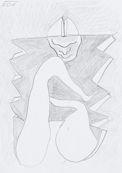 Kurt Hüpfner, Ohne Titel, 2001, Bleistift auf Papier, 29,7 × 21 cm, Privatbesitz, Wien