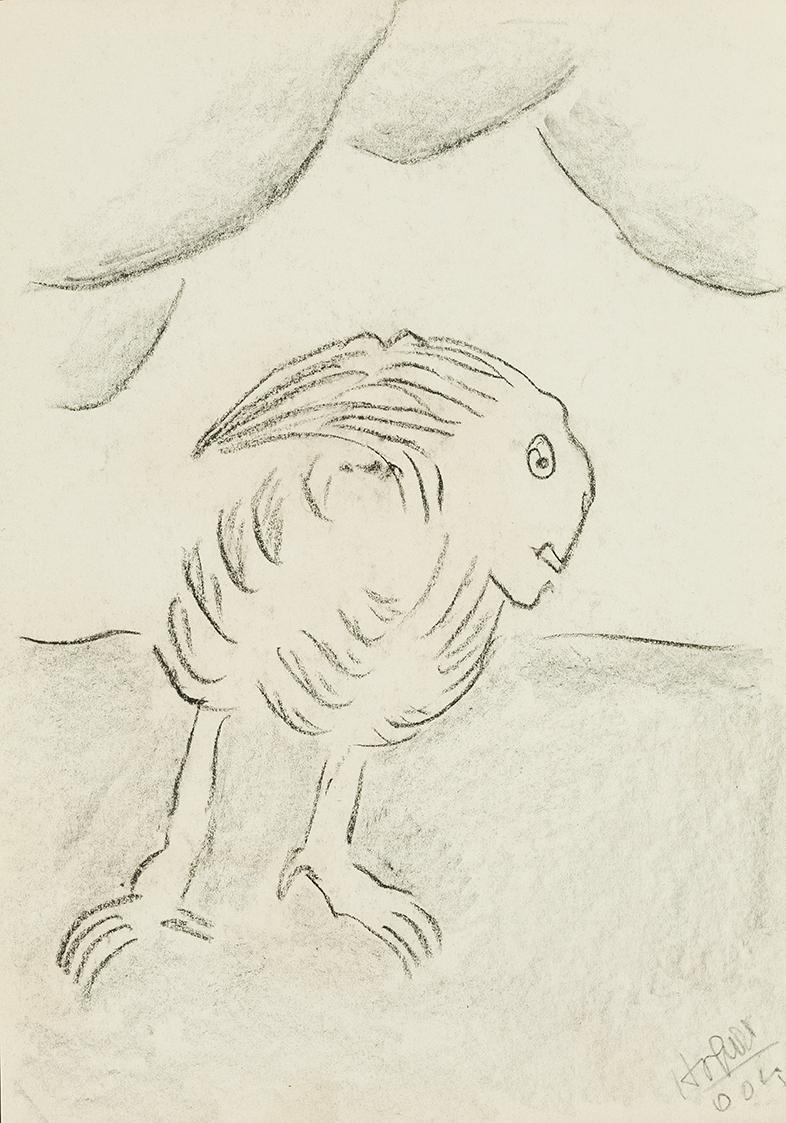 Kurt Hüpfner, Ohne Titel, 2004, Bleistift und Kohle auf ungebleichtem Papier, 29,7 × 21 cm, Pri ...