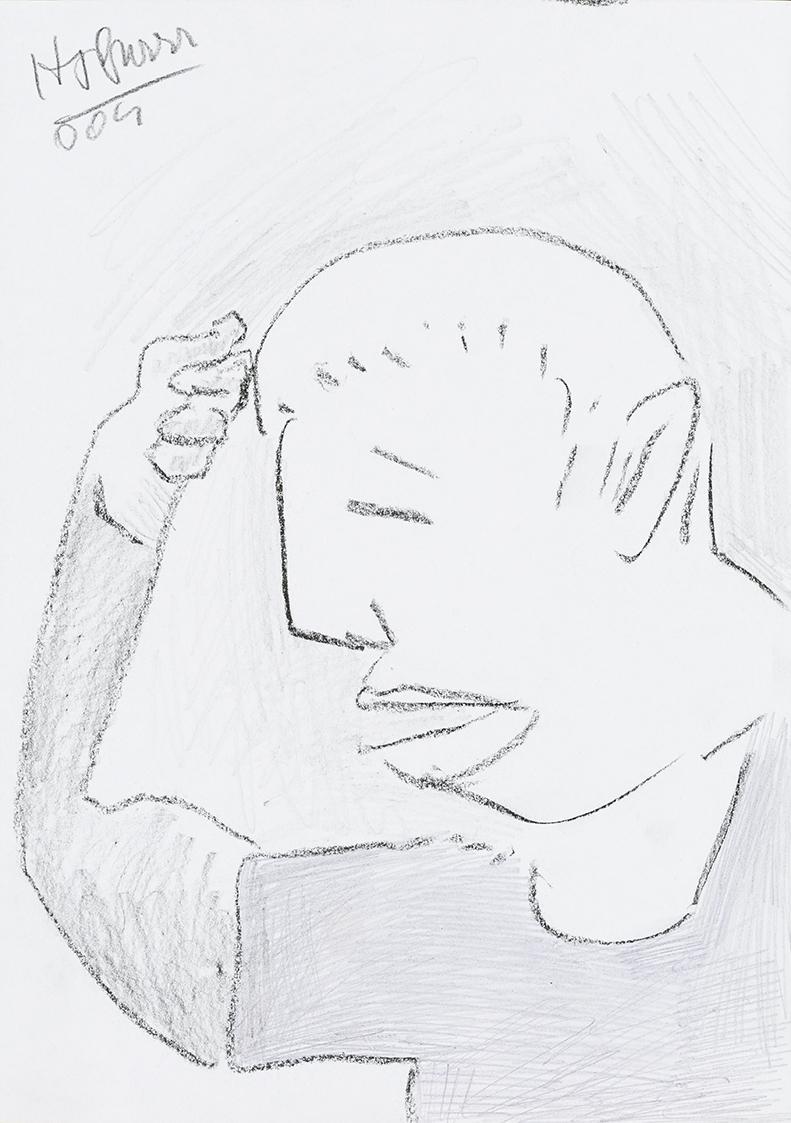 Kurt Hüpfner, Ohne Titel, 2004, Bleistift, Buntstift und Kohle auf Papier, 29,7 × 21 cm, Privat ...