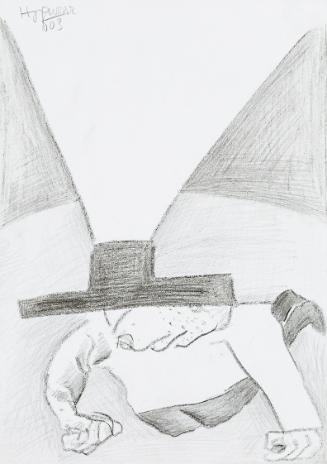 Kurt Hüpfner, Ohne Titel, 2003, Bleistift und schwarze Kreide auf Papier, 29,7 × 21 cm, Privatb…